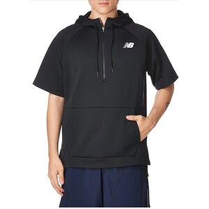 New Balance Baseball Fleece Hoodie Mens Large Batting Practice SS 1/2 Zip Black